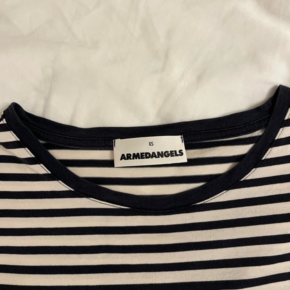 Women's Black and White Striped Top - Picture 5 of 5